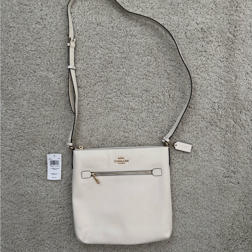 Coach Cream Leather Crossbody Bag Minimalist Design